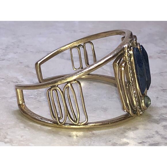 Chloe + Isabel Gold Cuff Bracelet W/ Crystals-B083 - Picture 2 of 5